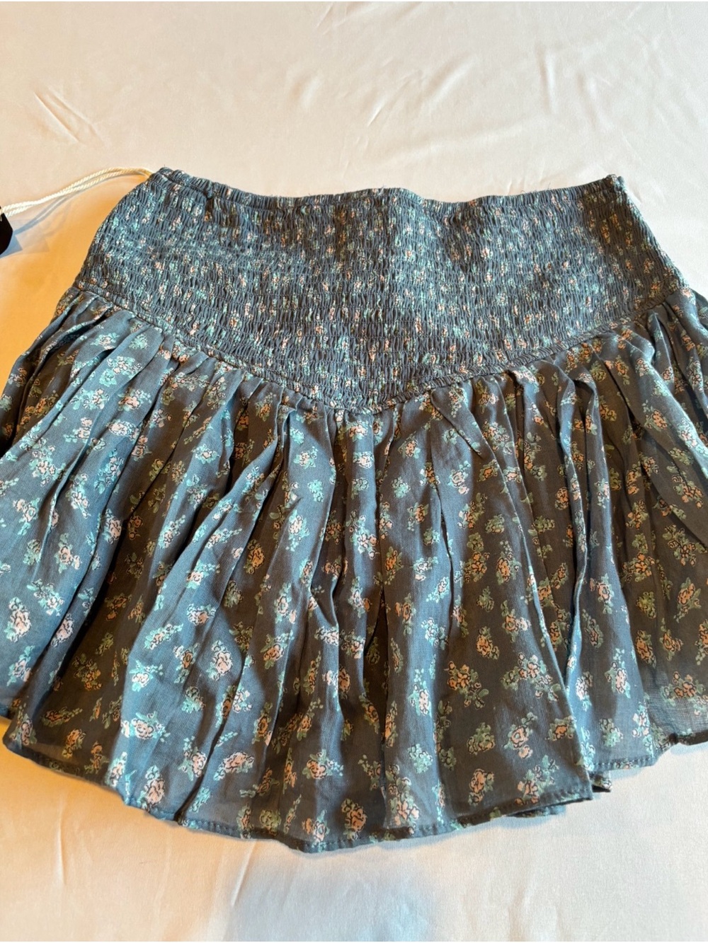 Tilly's Teal Floral Smocked Mini Skirt